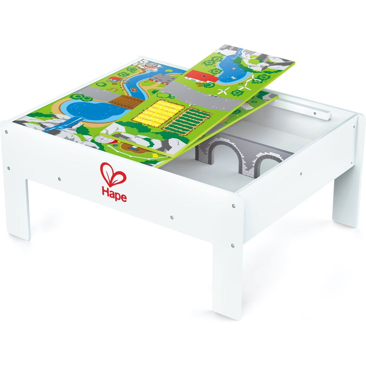 Hape Reversible Train Storage Table – Modern Natural Baby