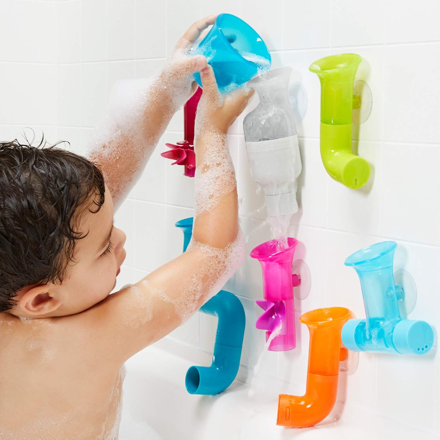 Boon Pipes, Tubes & Cogs Bath Toy Bundle – Modern Natural Baby