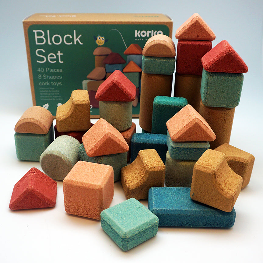 Korko Cork Blocks 40-Piece Set – Modern Natural Baby