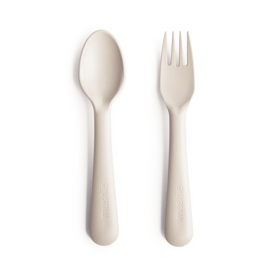 Mushie Dinnerware Fork & Spoon Set – Modern Natural Baby