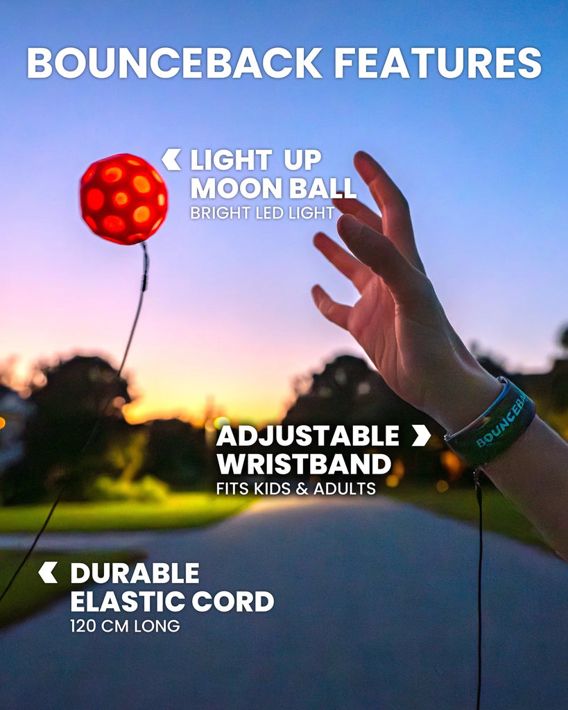 BOUNCEBACK Moonshine Ball – Pelota Lunar Hiper Saltarina Que Brilla En La Oscuridad | 60 Mm De Diámetro | Regresa A Ti Al Lanzarla | Ideal Para Niños Y Adultos