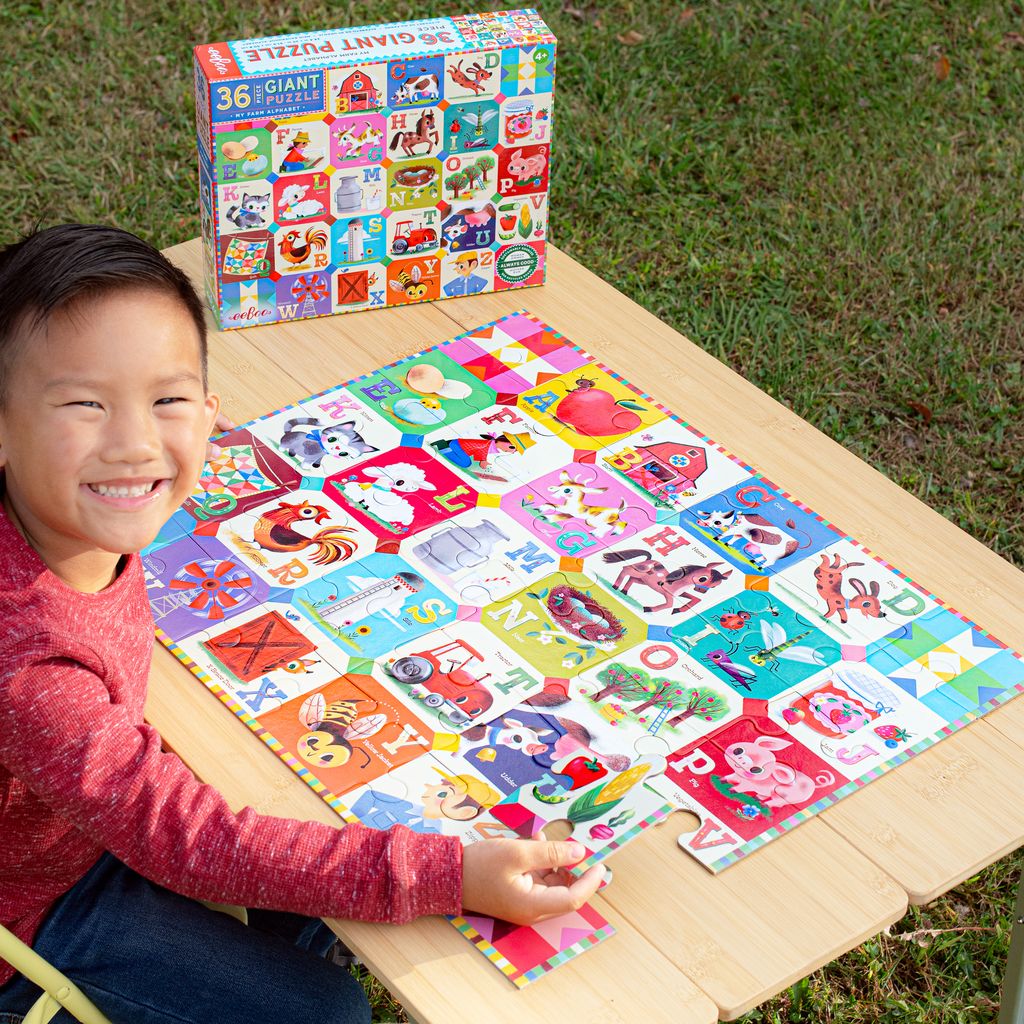 Baby Eeboo eeBoo 36 Piece Giant Puzzle | My Farm Alphabet – Modern Natural Baby
