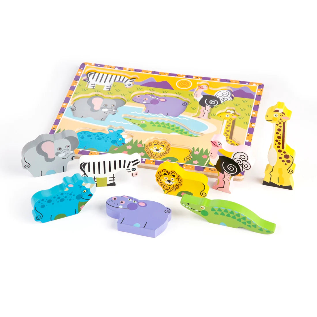 Wild Safari Chunky Wood Puzzle - 6-Piece Animal Puzzle For Toddlers & Preschoolers