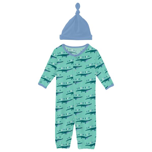 KicKee Pants Layette Gown Converter & Hat Set  Glass Later Alligator –  Modern Natural Baby