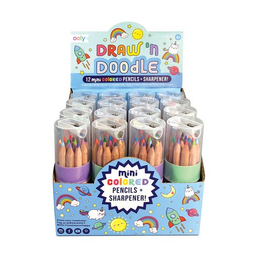 Ooly Draw 'n' Doodle Mini Colored Pencils + Sharpener - Pink - Bibs and Kids  Boutique