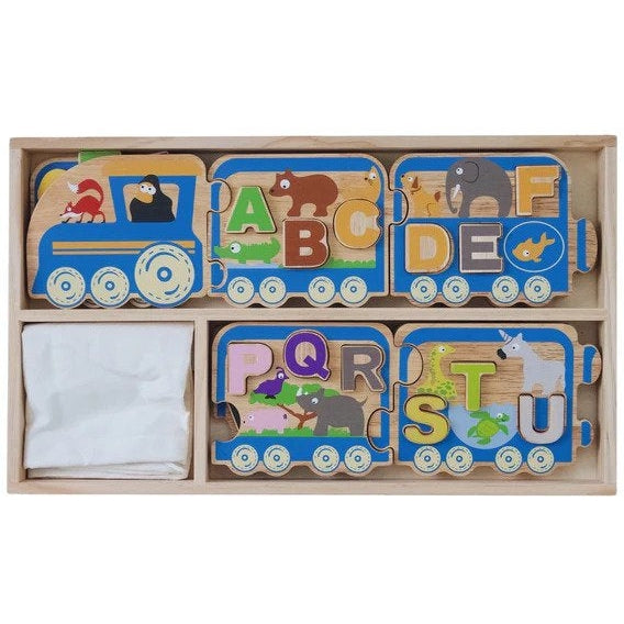 Animal Alphabet Train Ready to Learn 36 Piece Jigsaw Puzzle Fun Gift – eeBoo